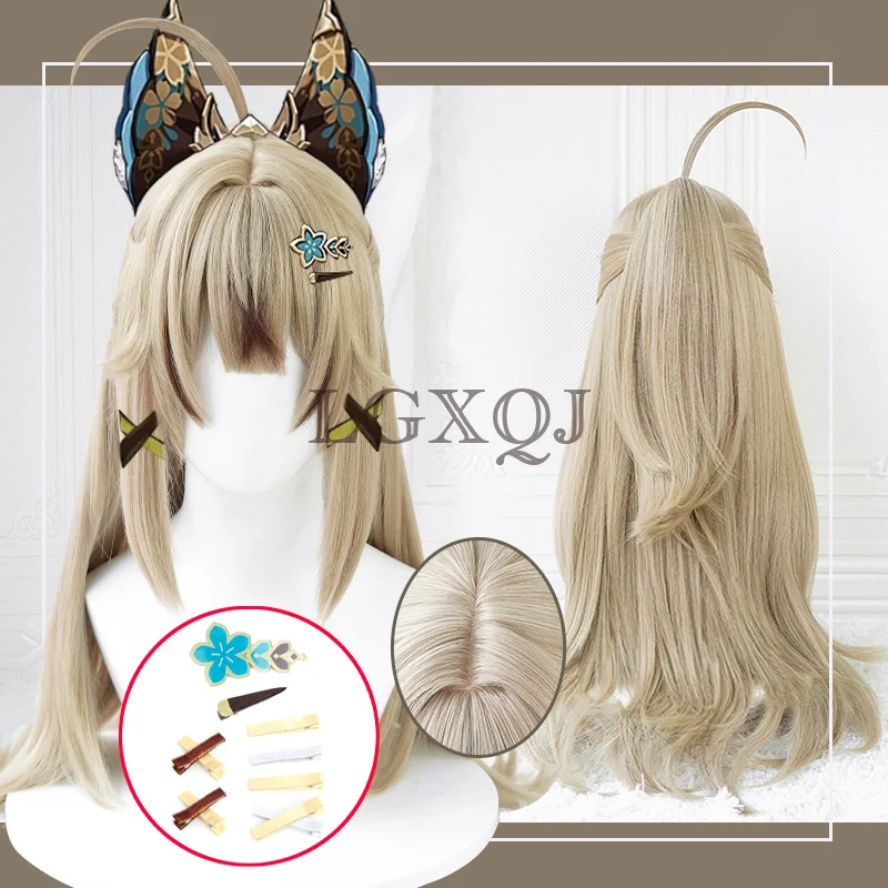 Kirara Cosplay Wig 75cm Light Brown Thick Wig With Ponytail Heat Resistant Wig Kirara Cosplay Anime Wigs +Wig Cap